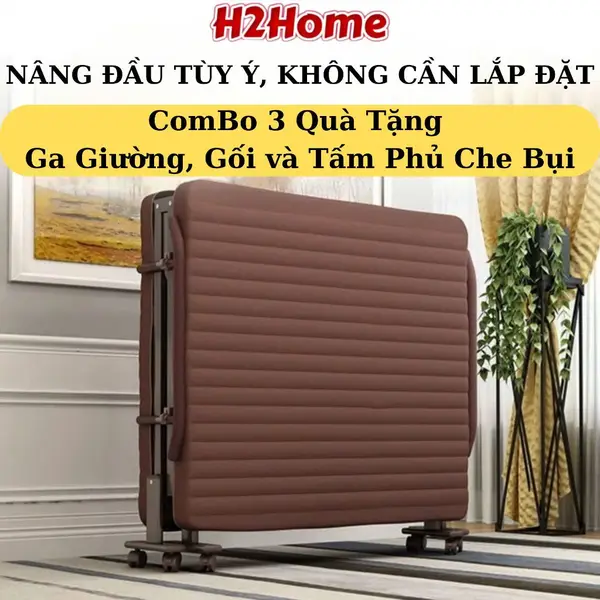 Giường gấp gọn 2 khúc cao cấp nhiều kích thước, tiện lợi sang trong bảo hành 12 tháng H2Home