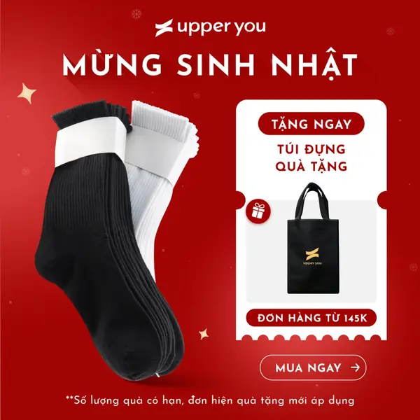 Combo 10] Tất Vớ Nam Nữ Cổ Cao Trơn UPPERYOU Êm Ái Dày Dặn Thoáng Khí - VSF4001/VSF3001
