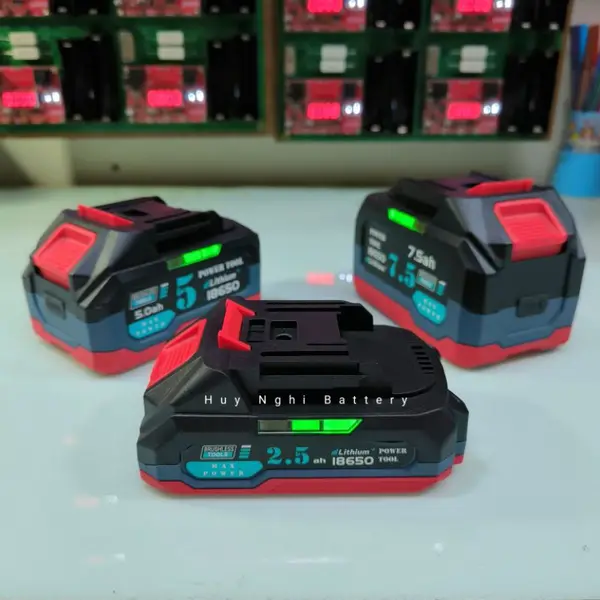 Vỏ Pin Phổ Thông (chân pin 4cm) Mẫu Mới 18v: 5/10/15 Cell 18650 - Chống Sốc - Led Báo Pin Bên Hông