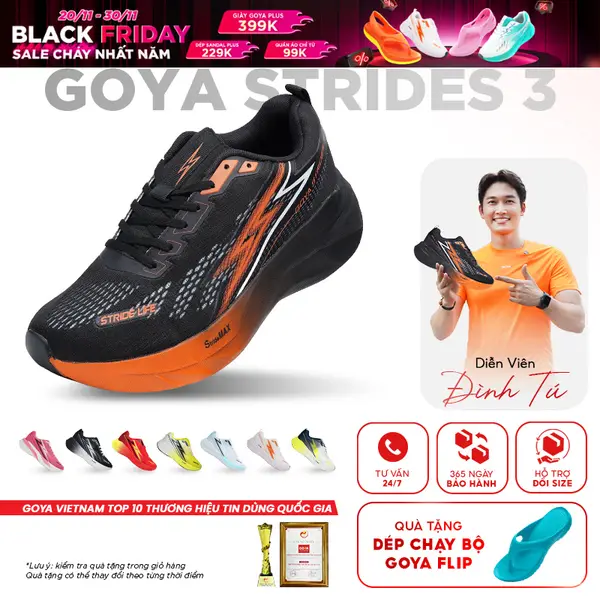 Giày Thể Thao Chạy Bộ Nam Nữ GOYA STRIDES 3 Năm 2025 - Êm Ái Vượt Trội, Thoáng Khí
