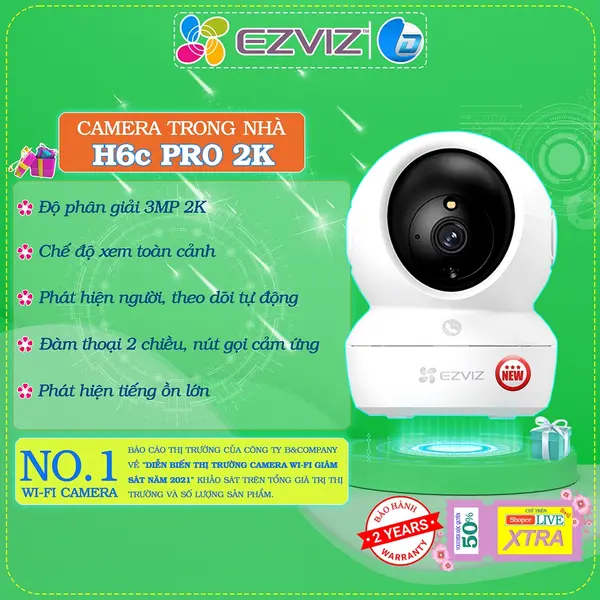 Camera wifi Ezviz H6c H7c PRO 3MP/4MP/5MP, đàm thoại, xoay 360