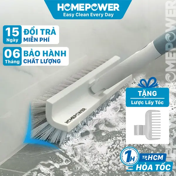Cây Chà Sàn Nhà Tắm Homepower - Bản Nâng Cấp 2 Trong 1, Cọ Góc Tường Đầu Xoay 180 Độ Linh Hoạt