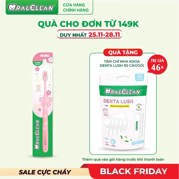 Bàn Chải Đánh Răng OralClean Hana Super Soft - Siêu Mềm Chăm Sóc Nướu Nhạy Cảm