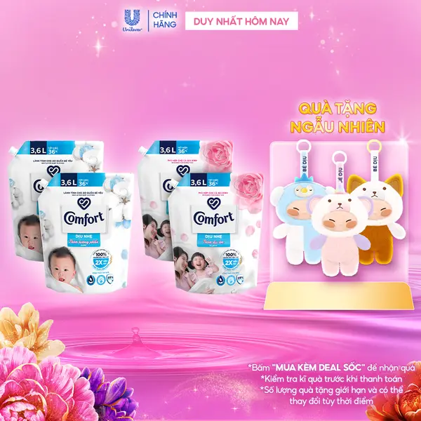 Combo 2 Túi Nước Xả Vải Comfort Dịu Nhẹ 3,6L